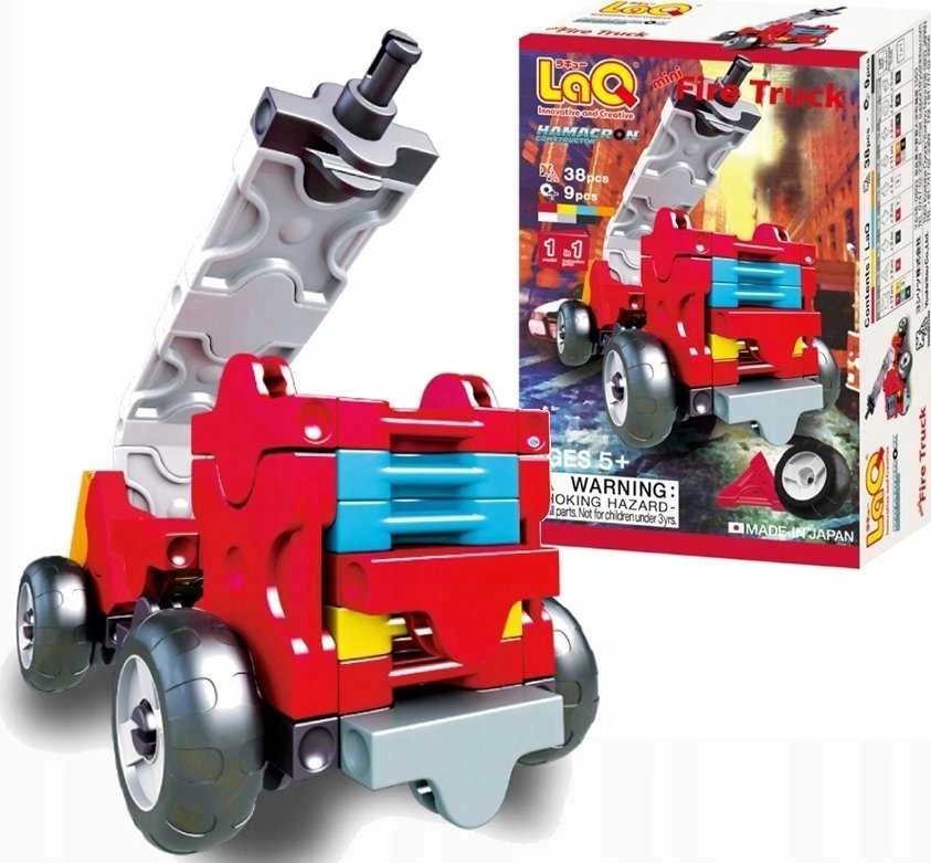 Yoshiritsu Japoniškas edukacinis konstruktorius LAQ Hamacron MINI FIRE TRUCK, nuo 5 m.
