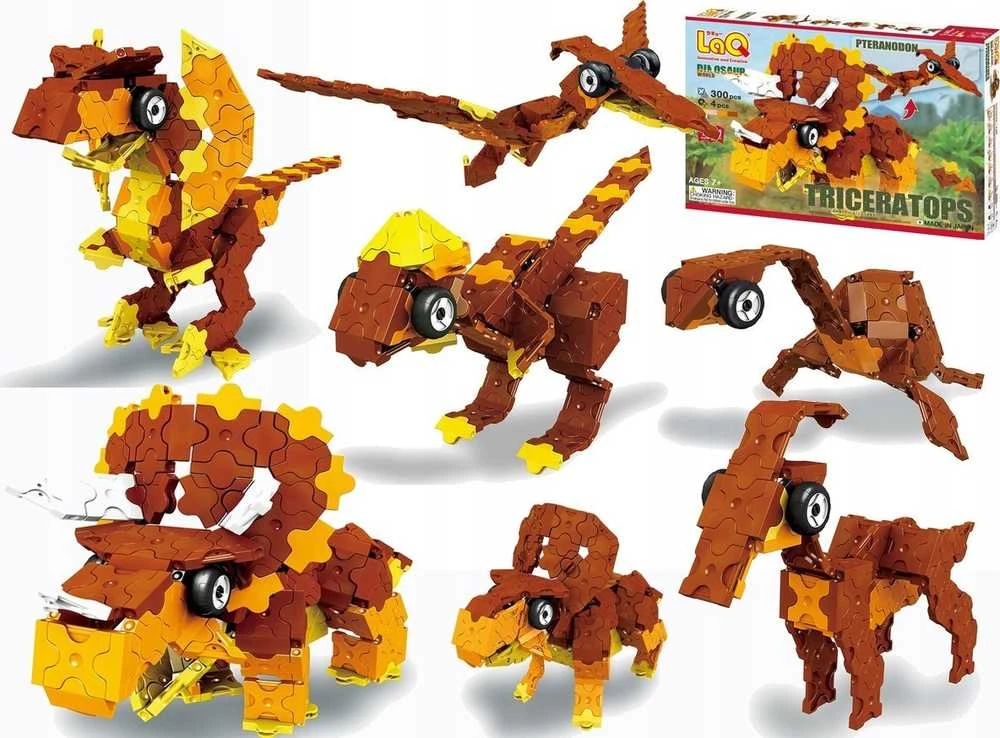Yoshiritsu Japoniškas edukacinis konstruktorius LAQ DINOSAUR WORLD Triceratops & Pteranodon, nuo 3 m.