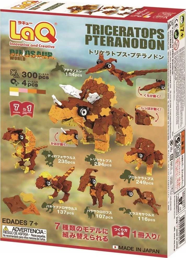 Yoshiritsu Japoniškas edukacinis konstruktorius LAQ DINOSAUR WORLD Triceratops & Pteranodon, nuo 3 m.