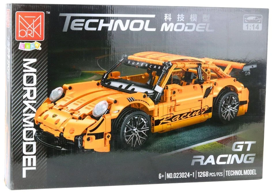 Lean Toys Konstruktorius sportinis automobilis GT Racing 1:14, 1268 detalių, oranžinis