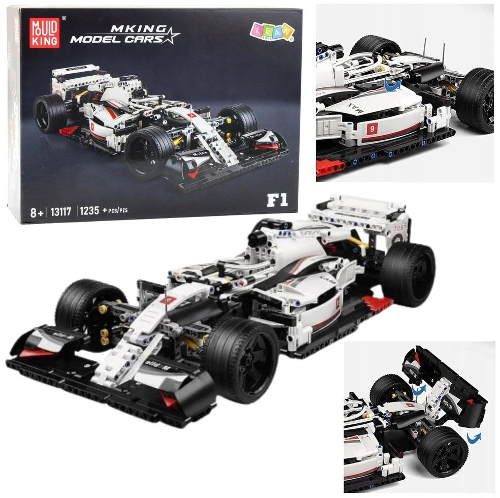 Lean Toys Konstruktoriaus rinkinys Mudking 13117 F1 lenktyninis automobilis, 1235 dalys