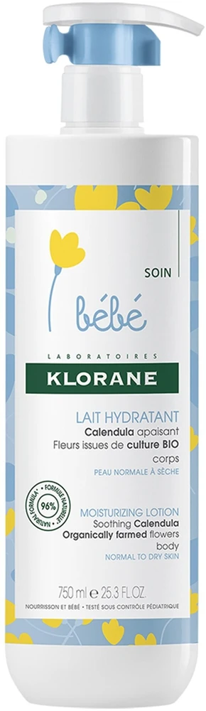 Klorane Bebe drėkinamasis kūno pienelis su medetkomis, 750 ml