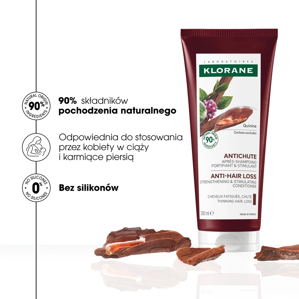 Klorane Anti Hair Loss Strengthening And Stimulating Conditioner stiprinantis kondicionierius silpniems plaukams, 200 ml