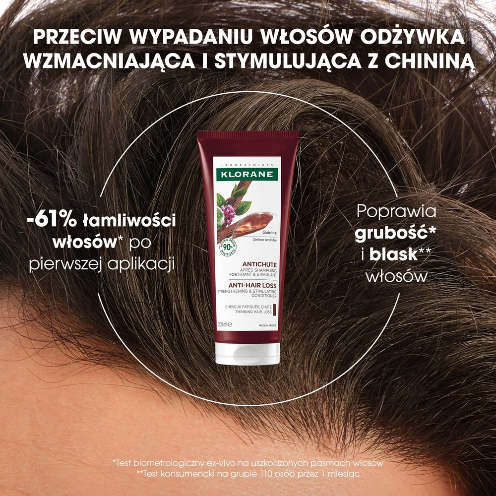 Klorane Anti Hair Loss Strengthening And Stimulating Conditioner stiprinantis kondicionierius silpniems plaukams, 200 ml