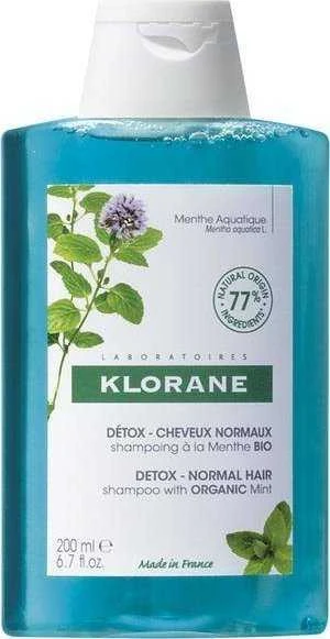 Klorane Aqua Mint Detox Šampūnas mėtų detoksikuojantis šampūnas 200ml