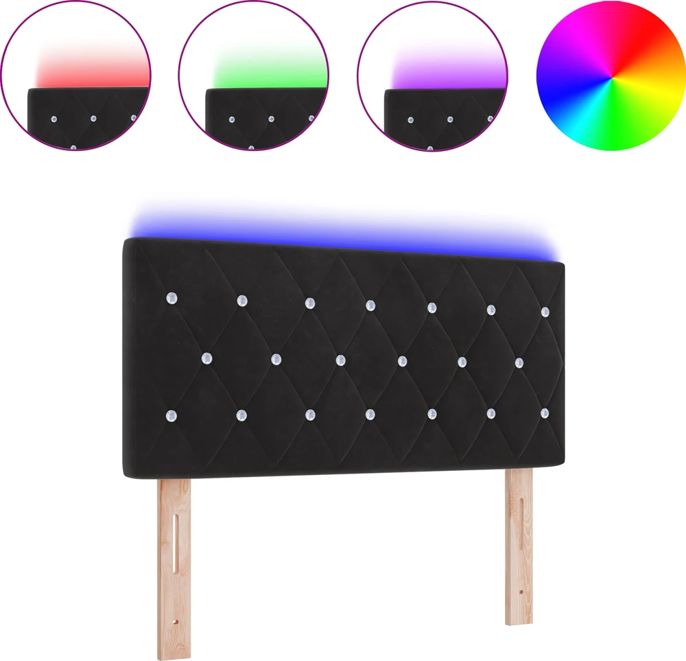 LED galvūgalis su LED juostelėmis Juodas 100 cm Aksomas
