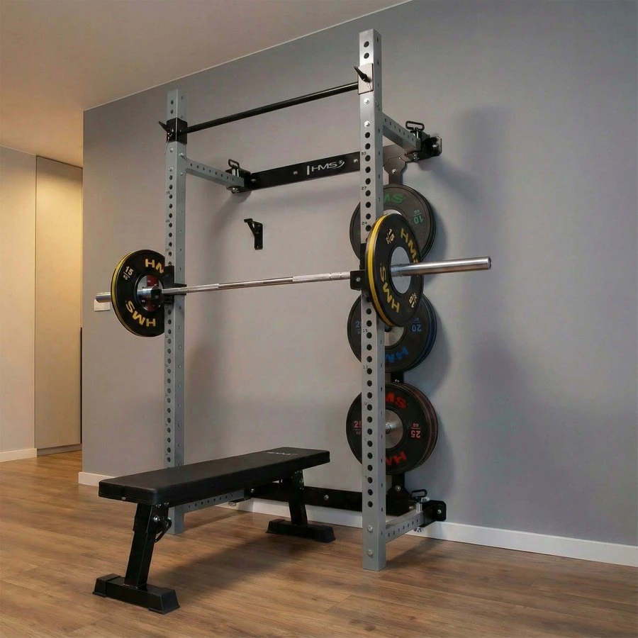 Sieninis slankusis jėgos narvas su suoliuku KLT34 pilkas HMS Fitness