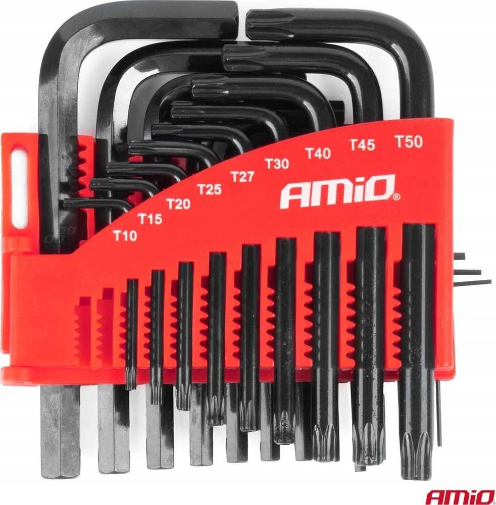 HEX ir TORX imbus raktų rinkinys CRV, juodas, 22 vnt., AMIO-04297