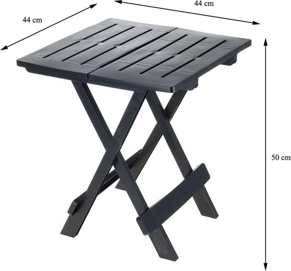 ProGarden Lauko stalas sulankstomas juoda 44x44x50 cm