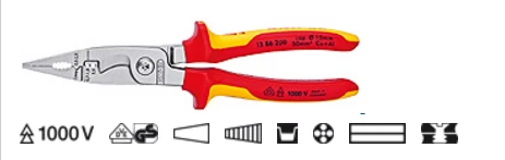 Knipex replės elektros instaliacijai 6in1 200mm 1000V VDE (13 86 200)