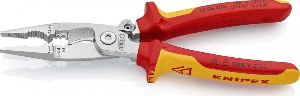 Knipex replės elektros instaliacijai 6in1 200mm 1000V VDE (13 96 200)