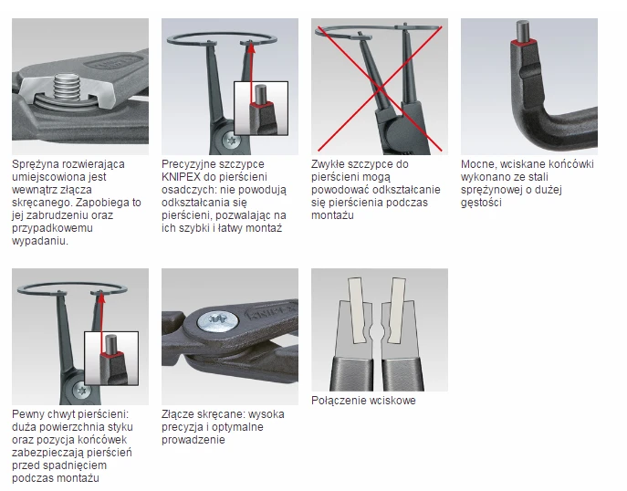 Preciziškos replės išoriniams žiedams KNIPEX 4921A21