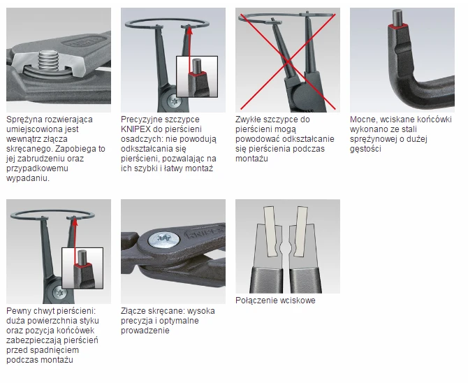 Preciziškos replės išoriniams žiedams KNIPEX 4911A2