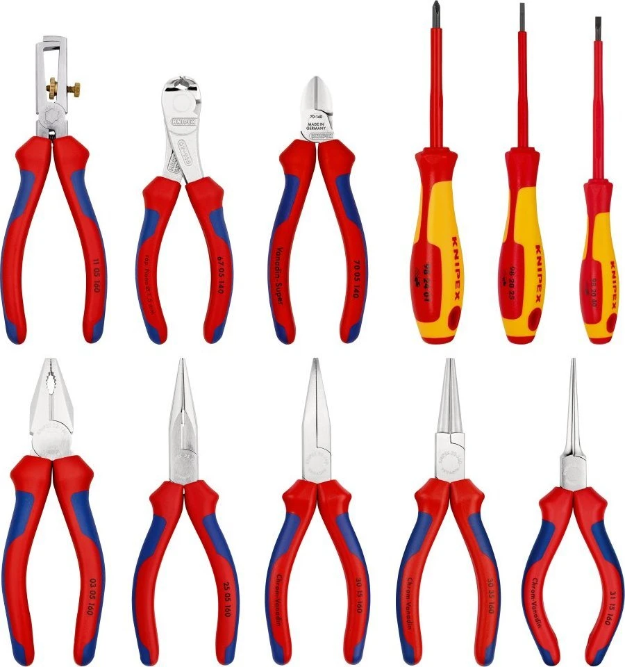 KNIPEX replių rinkinys įrankių krepšyje