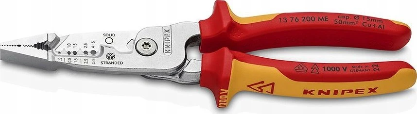 Replės elektrikams VDE 1000V daugiafunkcinės 200mm 13 76 200 ME KNIPEX