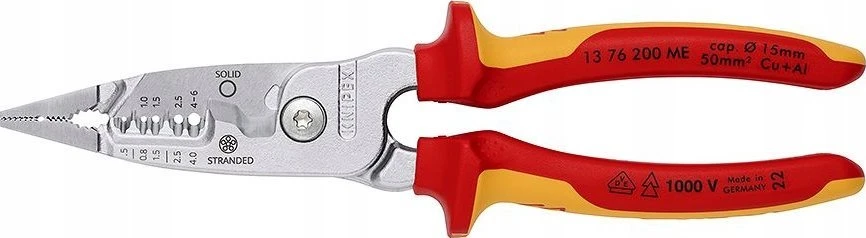 Replės elektrikams VDE 1000V daugiafunkcinės 200mm 13 76 200 ME KNIPEX