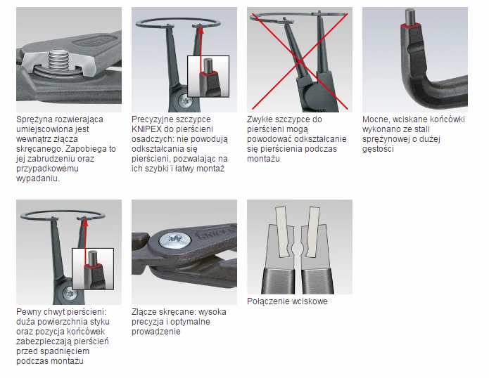 Preciziškos replės išoriniams žiedams KNIPEX 4911A3