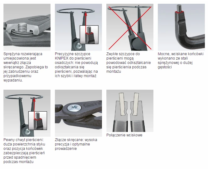 Preciziškos replės išoriniams žiedams KNIPEX 4921A31