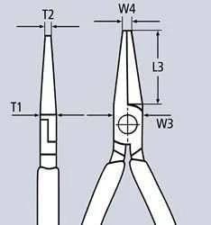 Replės elektrikams ilgais užapvalintais galais 160mm 30 36 160 KNIPEX