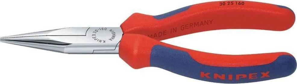 ilgos pusapvalės replės 160 mm, daugiakomponentė rankena, Knipex [30 25 160]
