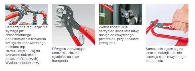 Knipex replės vamzdžiams su automatiniu reguliavimu 250mm (85 01 250)
