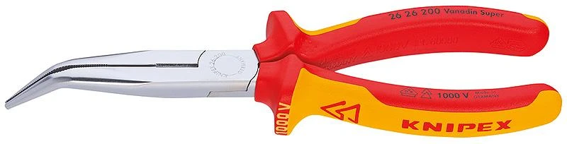 Smailianosės replės su šoniniu kirpimu lenktos VDE 200mm, Knipex