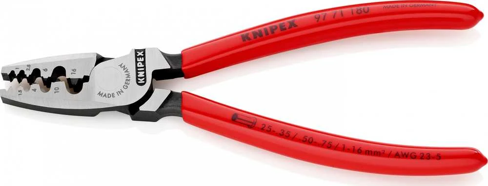 Laidų antgalių užspaudimo replės 0.25 - 16mm2, Knipex