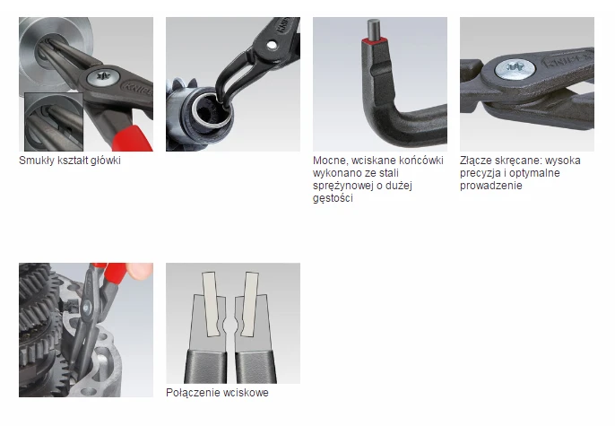 Preciziškos replės vidiniams žiedams KNIPEX 4821J21