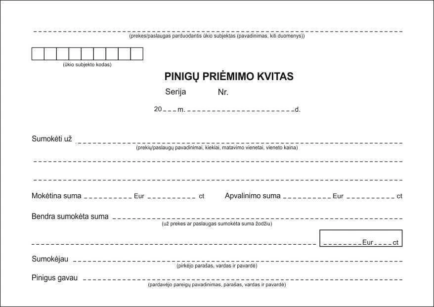 Toshiba Pinigų priėmimo kvitai, A6 formato, 50 komplektų, ne numeracijos, 2 sluoksnių