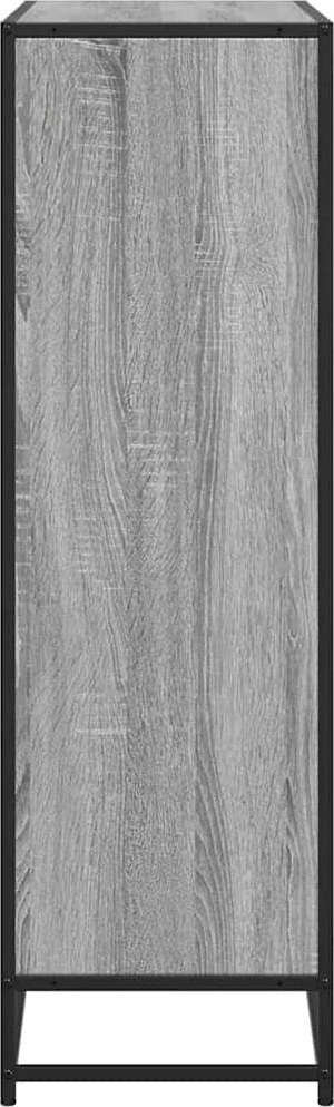 Knygų spinta, pilka ąžuolo, 97,5x33x107,5cm, mediena ir metalas