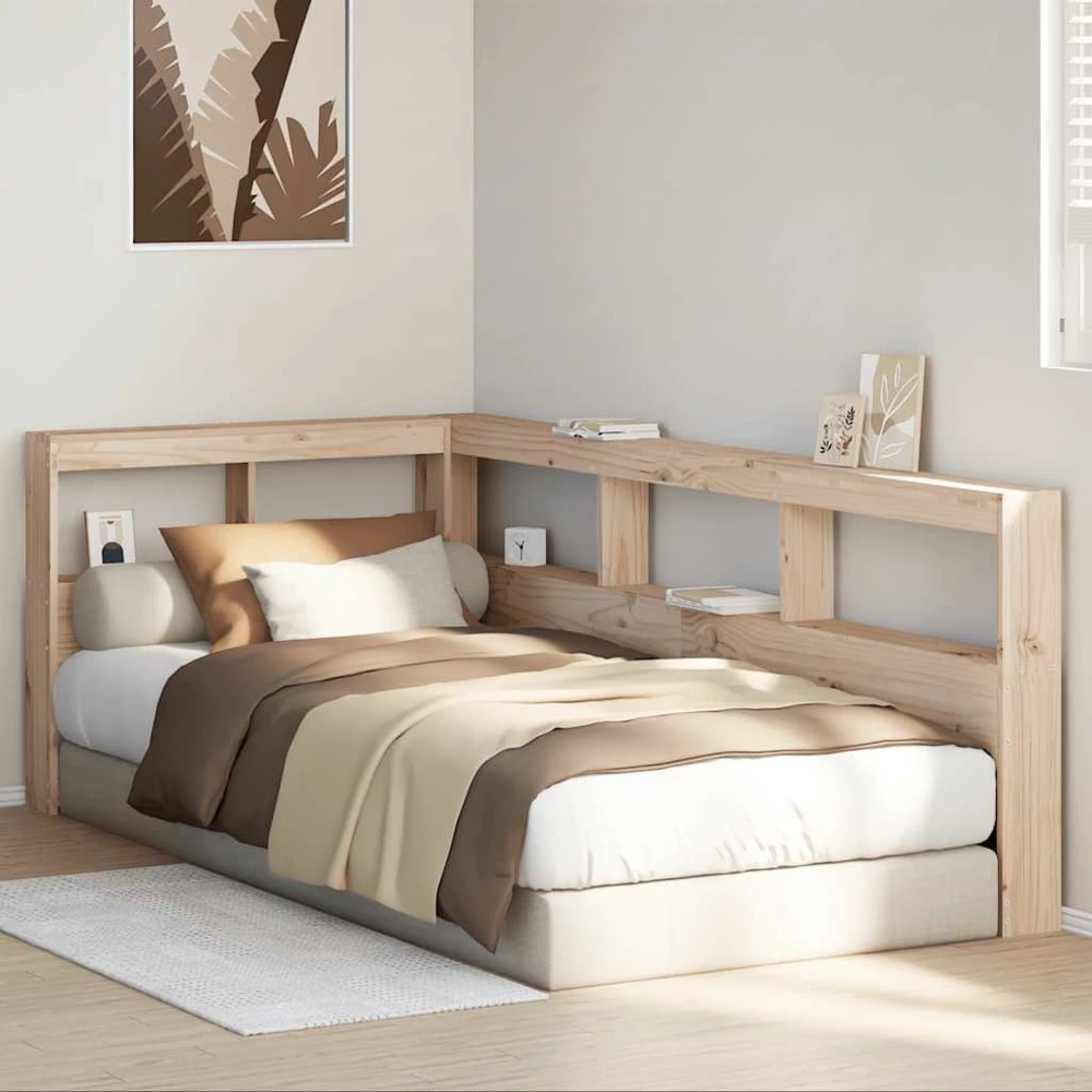 knygų spinta L formos 80 cm pušies medienos masyvas