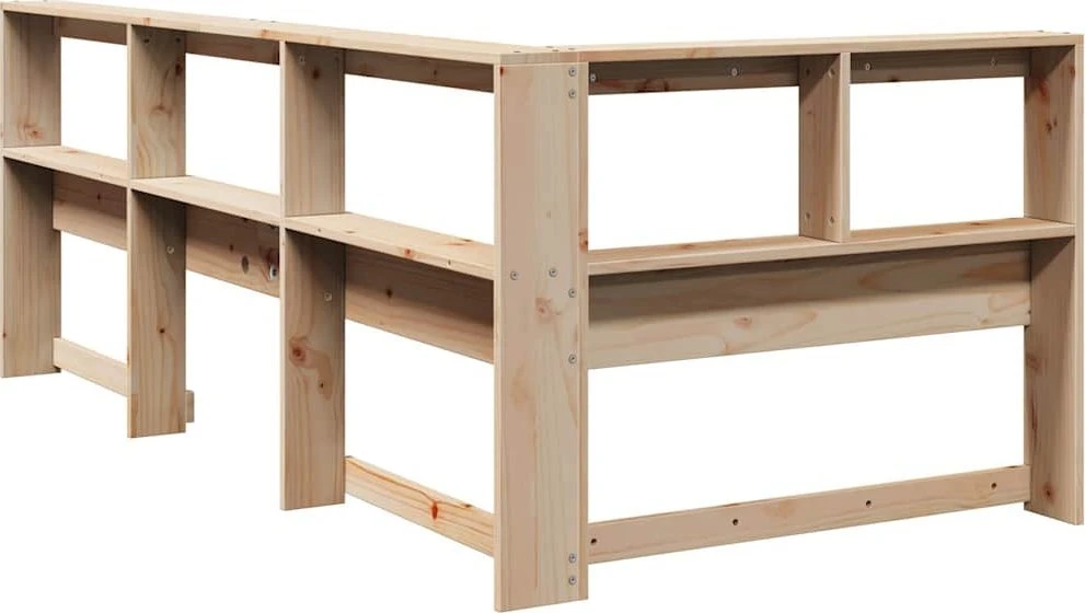 knygų spinta L formos 80 cm pušies medienos masyvas