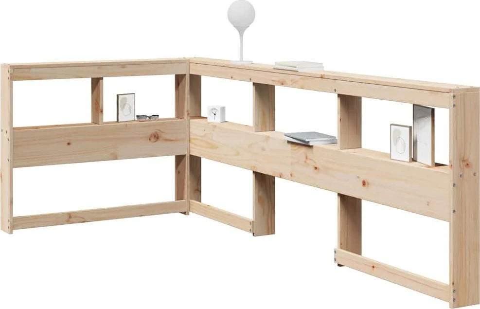 knygų spinta L formos 80 cm pušies medienos masyvas