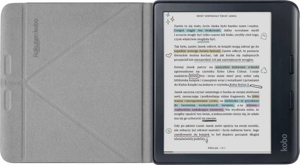 Dėklas E-skaityklei Kobo Libra Colour SleepCover Case, Juodos spalvos