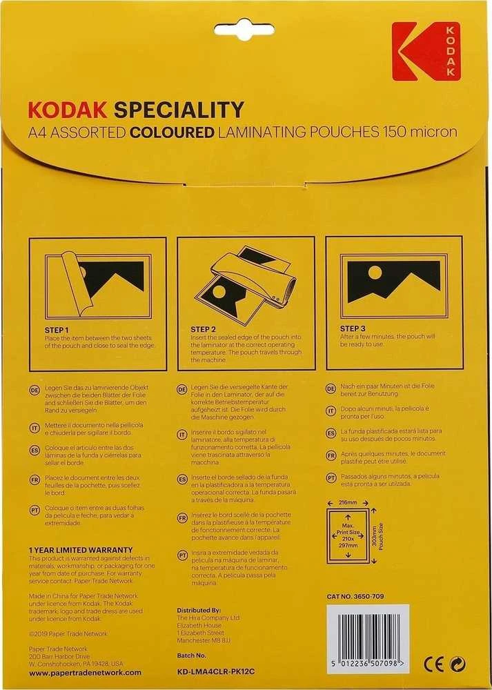 Kodak Laminuojanti folija Laminavimui Kodak 12x A4 / 3 Spalvos / 150 Micronų / C3650- 709