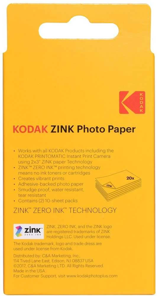 Foto popierius Kodak ZINK momentinėms nuotraukoms, 5x7.6 cm, 20 vnt.