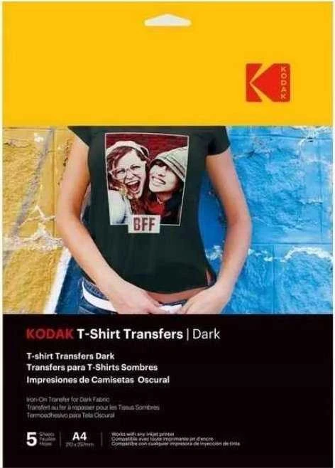 „Kodak“ marškinėlių perkėlimo lipdukai, tamsūs, A4, 5 lapai