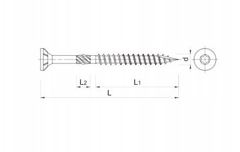 Koelner/Rawlplug Konstrukcinis medsraigtis 5x80 įleidžiama galvute TX sriegiu - 0,05 ts
