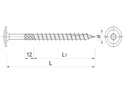 Koelner/Rawlplug Konstrukcinis medsraigtis 8x180 mm poveržlės galvute - 0,05 ts