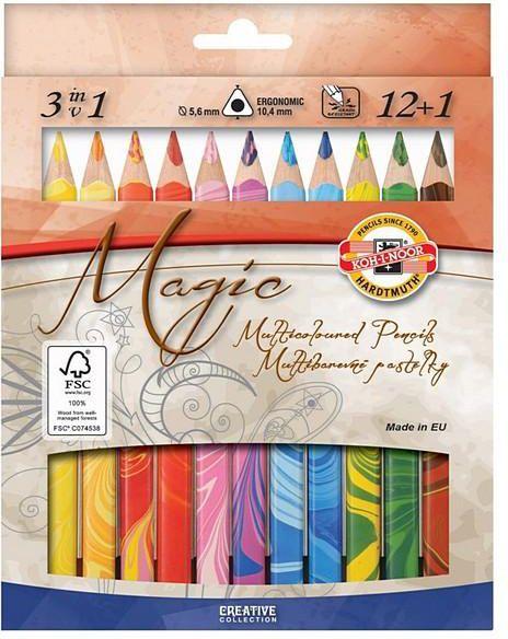 Pieštukų kreidelės "Magic Trio" Koh-i-Noor 3408/13 12+1 spalvų