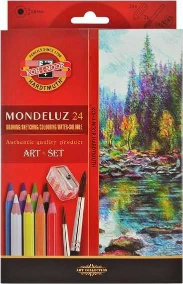 Koh-I-Noor Mondeluz – Set 24 Matite Acquerellabili In Custodia Metallica – Colori Professionali