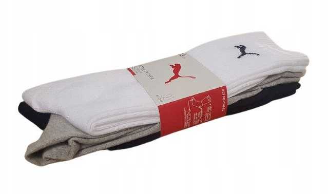Kojinės Puma Sport Crew Lightweight 3P balta, pilka, juoda 907940 03 (39-42)