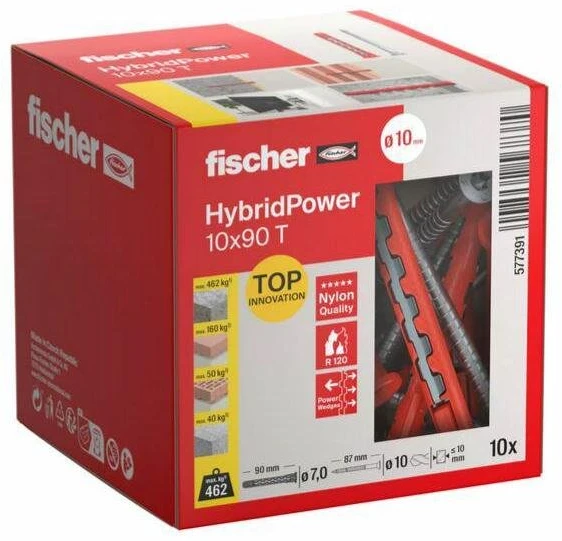 FISCHER HYBRIDPOWER kaištis 10×90 /10vnt. TORX UGNIAI ATSPARUS