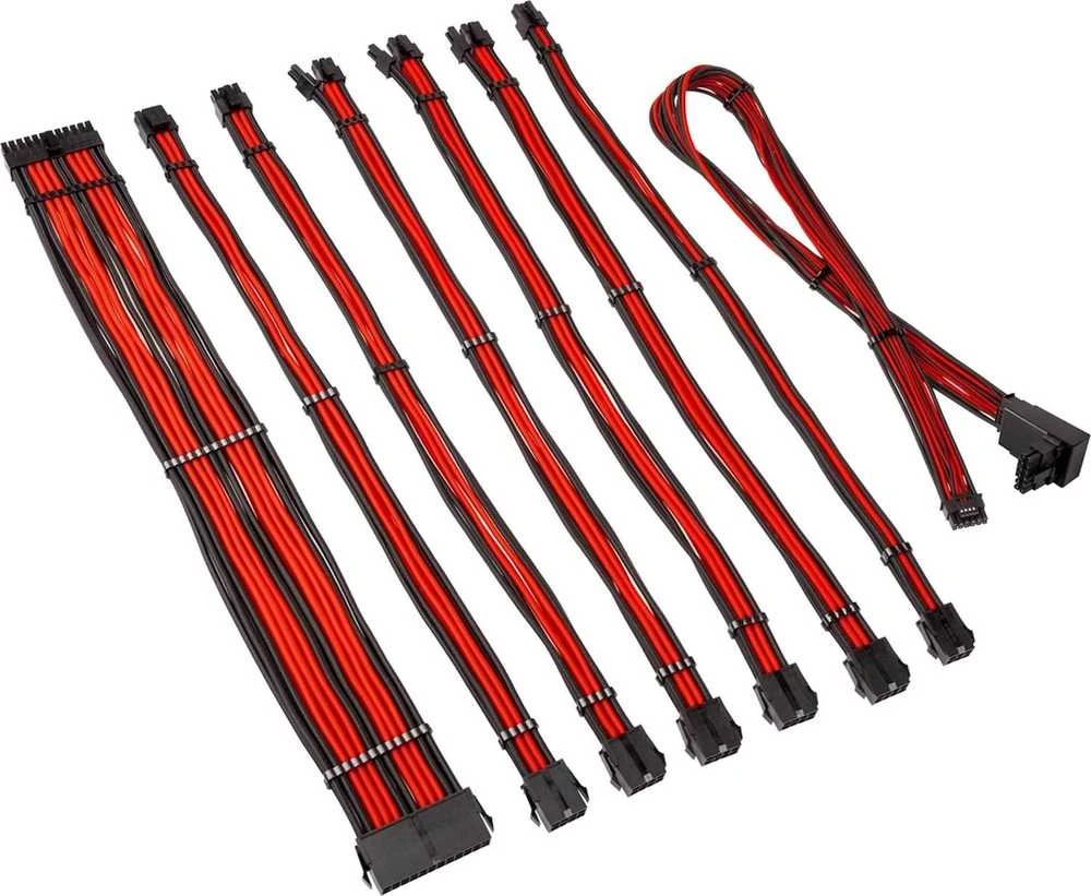 Kolink Core Pro Braided Cable Extension Kit 12V-2×6 Type 2 – Jet Juodas/Racing Raudona