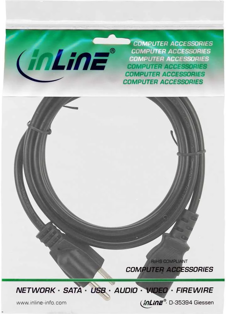 Kolink InLine® maitinimo kabelis, tinklo kištukas Japonija į šaltojo įrenginio kištuką C13, 1,8 m