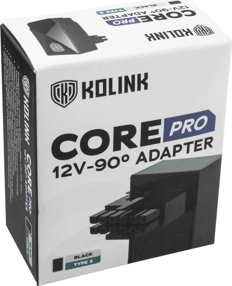 Kolink Core Pro 12V-2×6 90 Degree Adapteris – Type 2, juodos spalvos