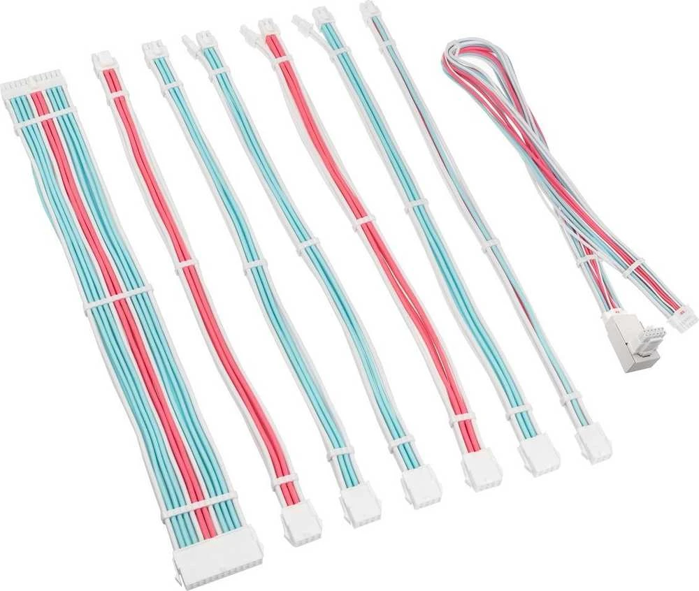 Kolink Core Pro Braided Cable Extension Kit 12V-2×6 Type 1 – Brilliant Baltas/Neon Mėlyna/Pure Rožinė