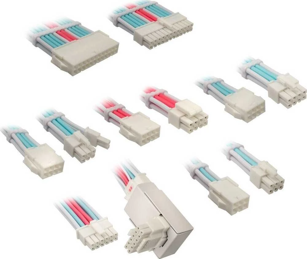 Kolink Core Pro Braided Cable Extension Kit 12V-2×6 Type 1 – Brilliant Baltas/Neon Mėlyna/Pure Rožinė