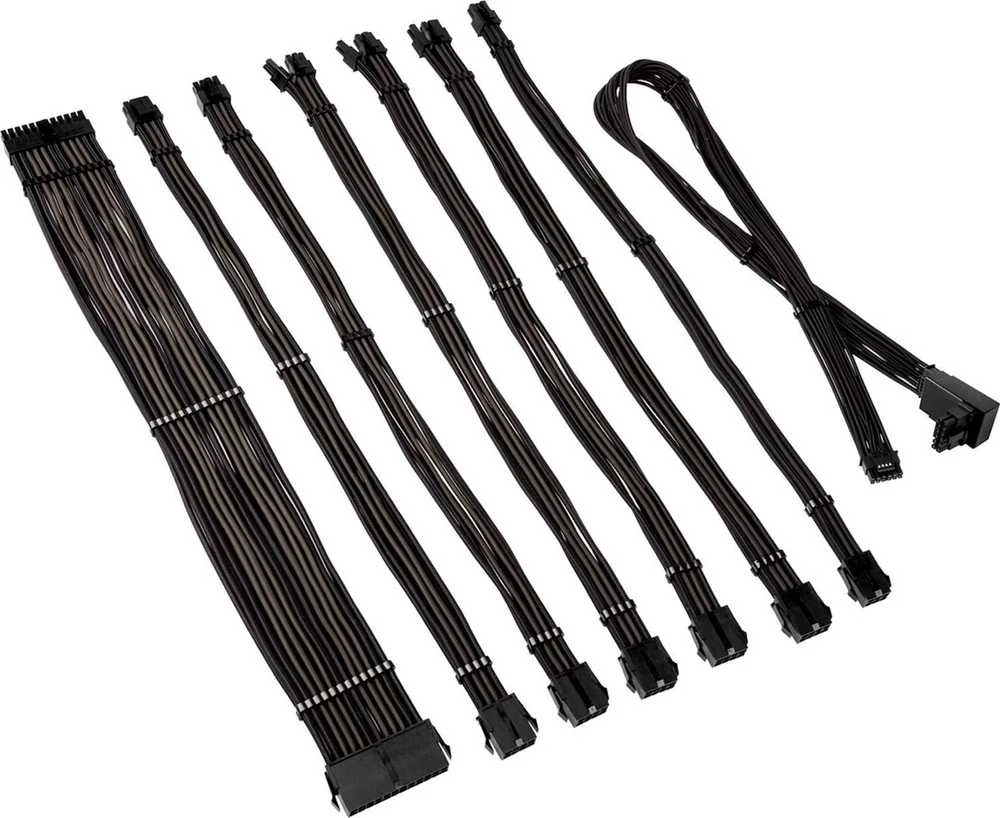Kolink Core Pro Braided Cable Extension Kit 12V-2×6 Type 2 – Jet Juodas/Gunmetal Pilkas
