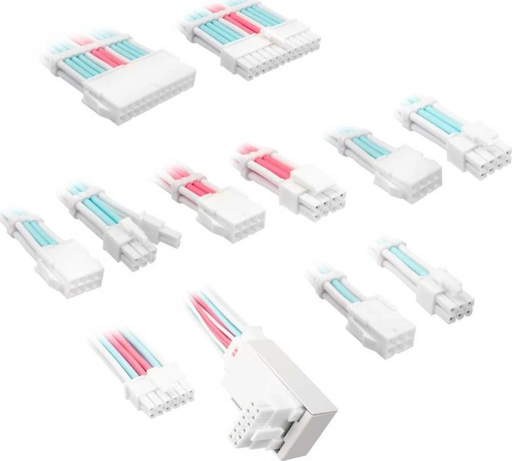 Kolink Core Pro Braided Cable Extension Kit 12V-2×6 Type 2 – Brilliant Baltas/Neon Mėlyna/Pure Rožinė